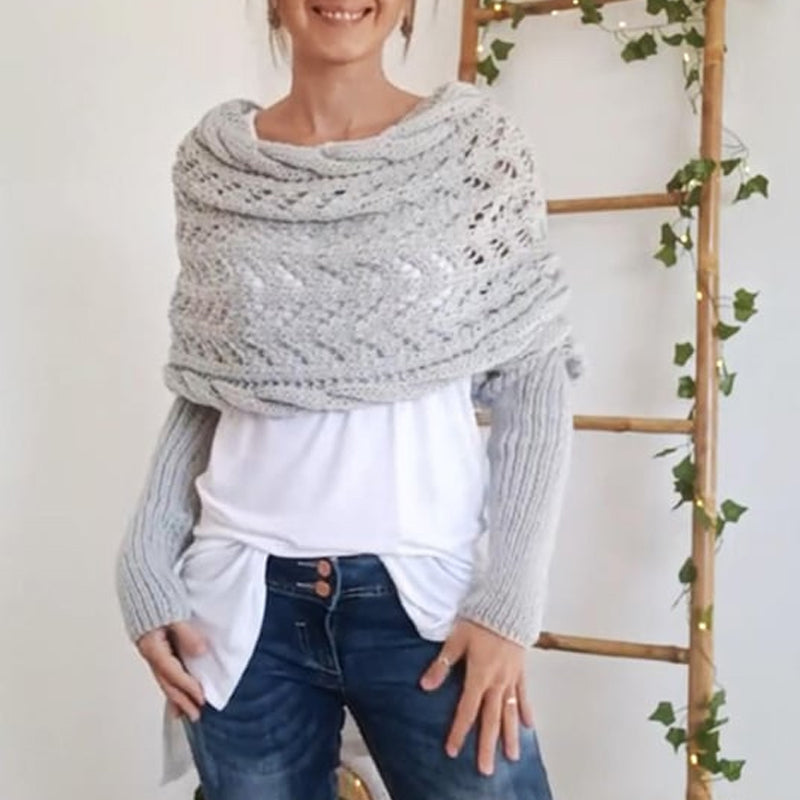 🧶Gestrickter Zopfmuster-Umhang, Bolero für Damen