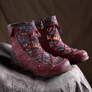 Handgemachte böhmische Spleißen Jacquard Stiefeletten