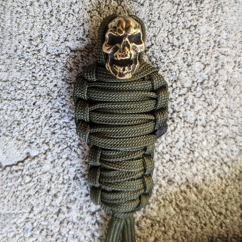 Paracord Mumie Messing Totenkopf Schlüsselanhänger