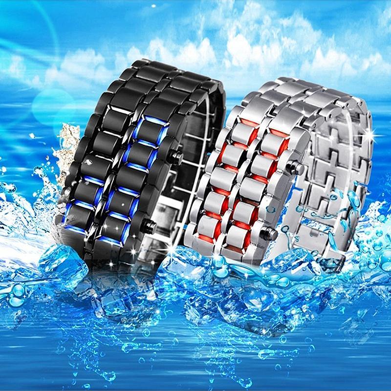 Herren Lava LED Digitale Edelstahl Armbanduhr