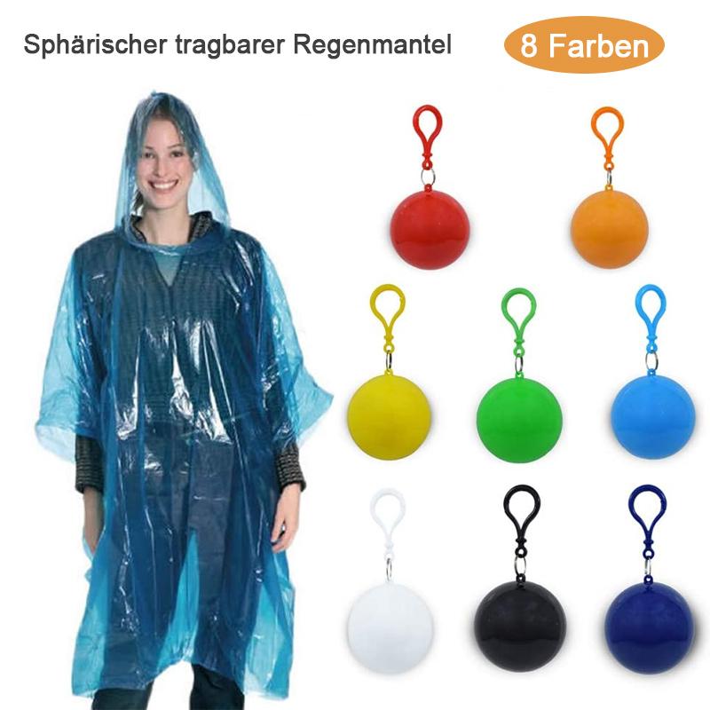 bunter Regenponcho mit tragbarem Hakenball