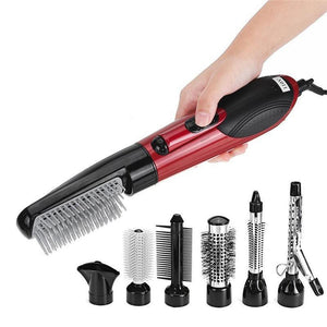 7in1 Professionelle multifunktionale Styling-Tools Breite Bürste Haartrockner Glätteisen Kamm Clip Pipe Roller Brush