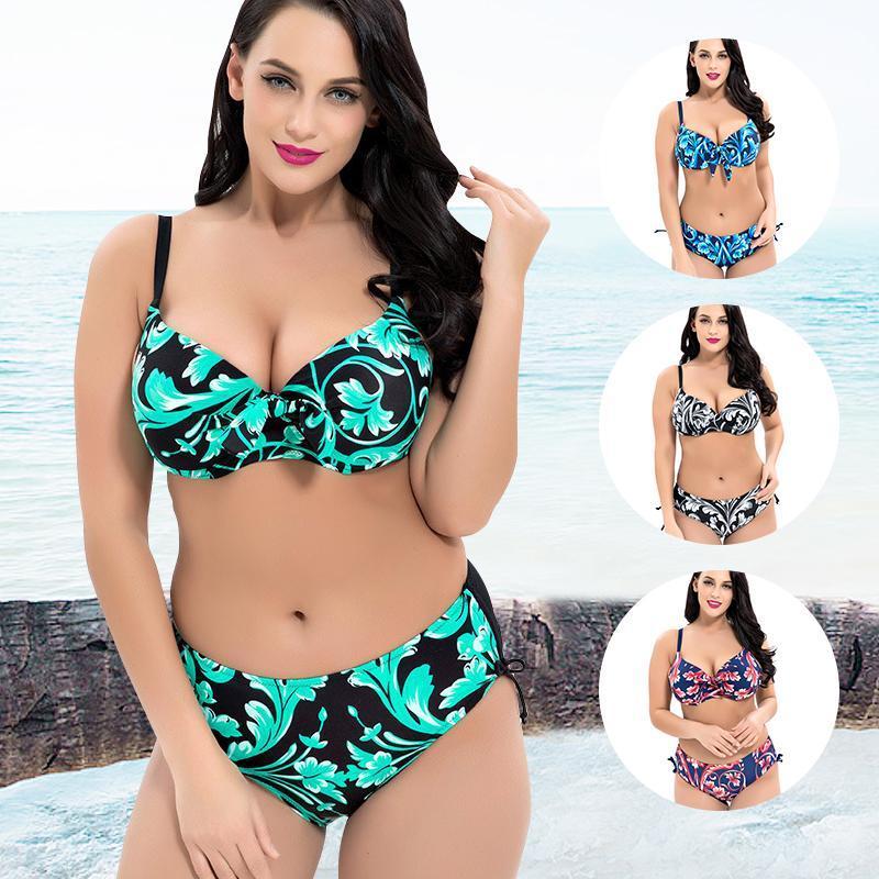 Großer bedruckter Bikini mit hoher Taille  