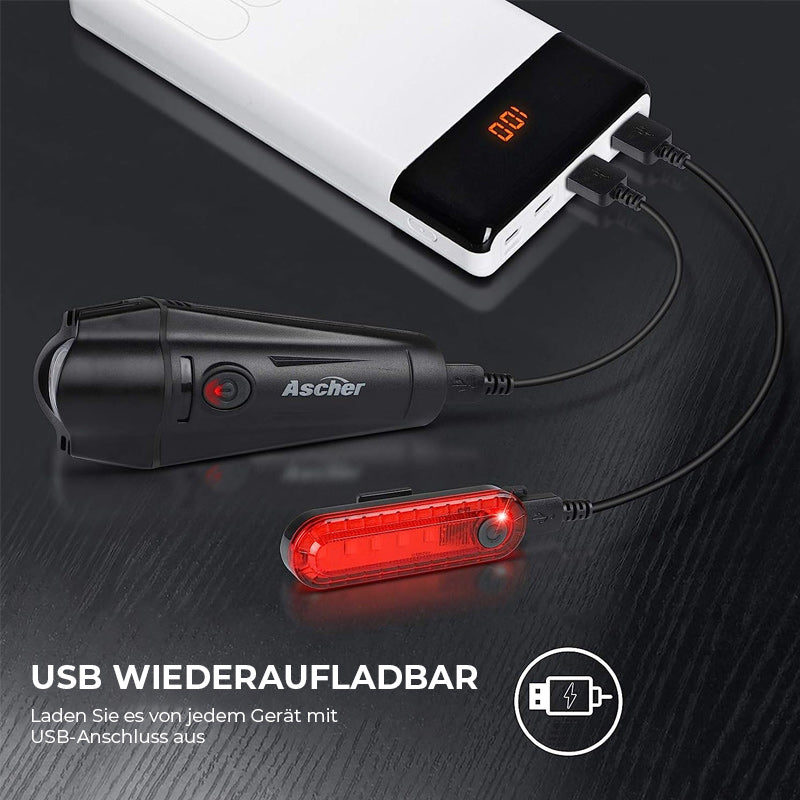 Ultrahelles USB-wiederaufladbares Fahrradlicht-Set