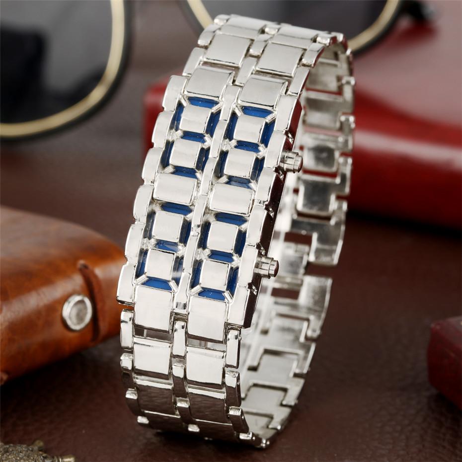 Herren Lava LED Digitale Edelstahl Armbanduhr