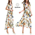 New Bohemian retro ethnischen Stil Urlaub Wind V-Ausschnitt losen langen Kleid langen Rock