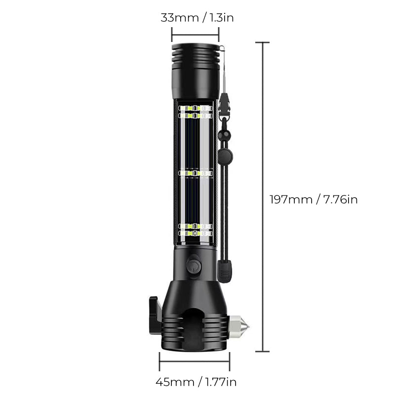 Taktische Multifunktions-Taschenlampe mit Solarenergie